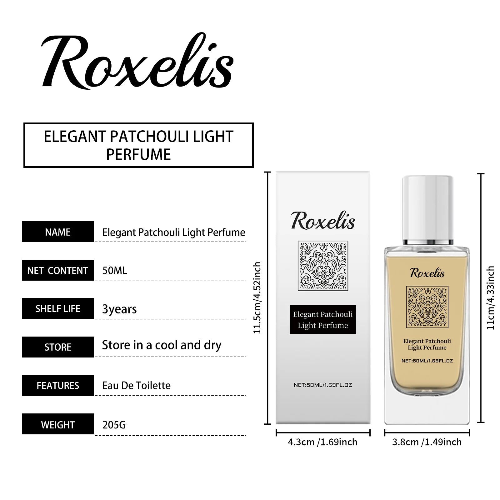 Roxelis Patchouli Perfume – Light Pheromone Scent for Women (50ml)