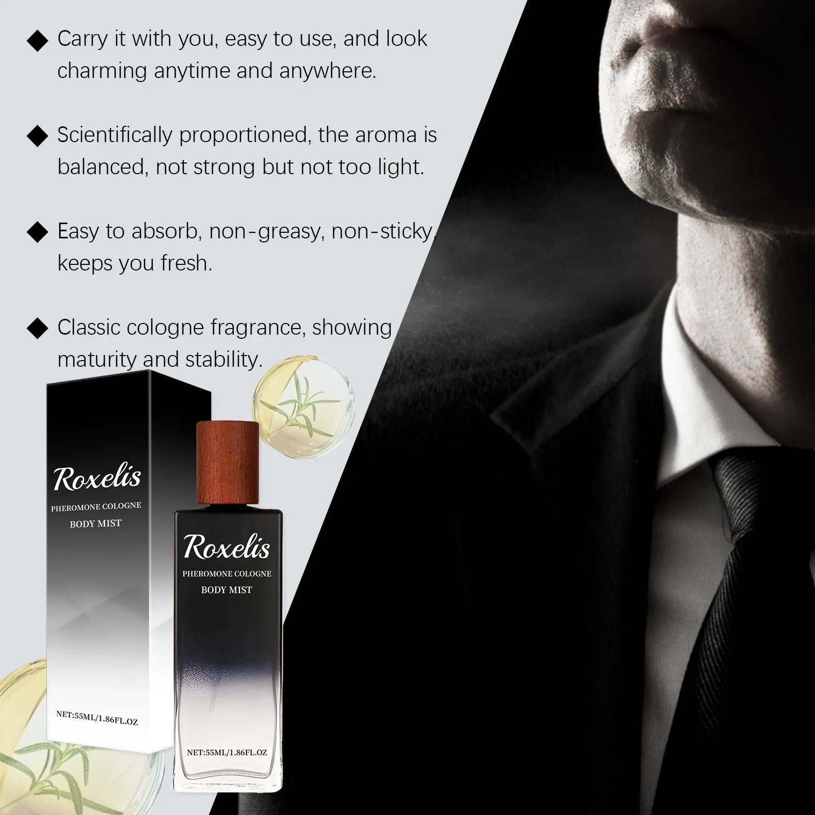 Roxelis 55ml Cologne – Light Pheromone Perfume for Men