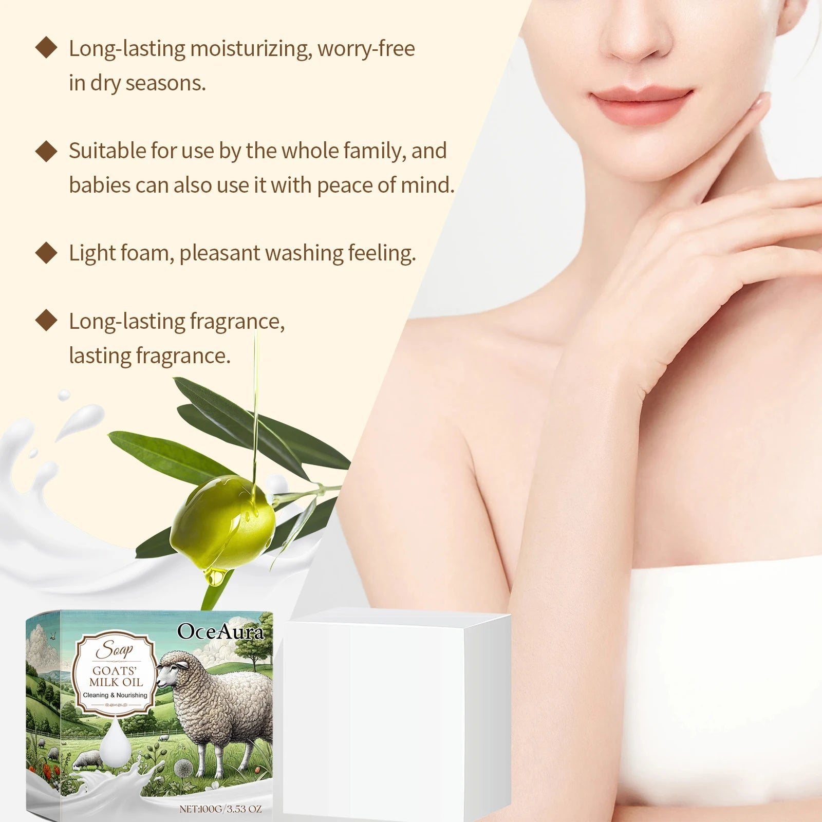 Oceaura Goat Milk Soap – Gentle Moisturizing Body Cleanser