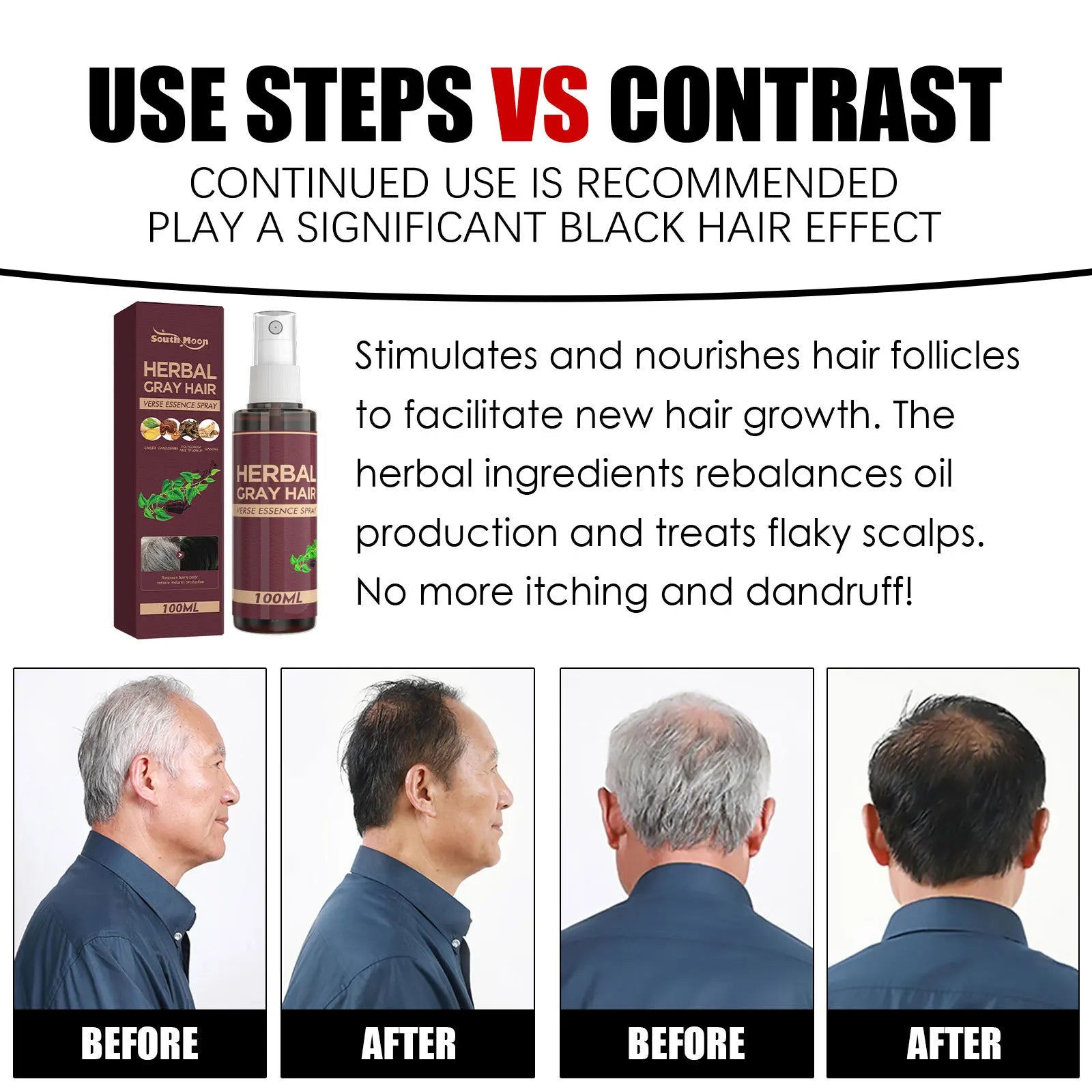 Southmoon Herbal Hair Darkening Spray – Anti-Grey & Repair