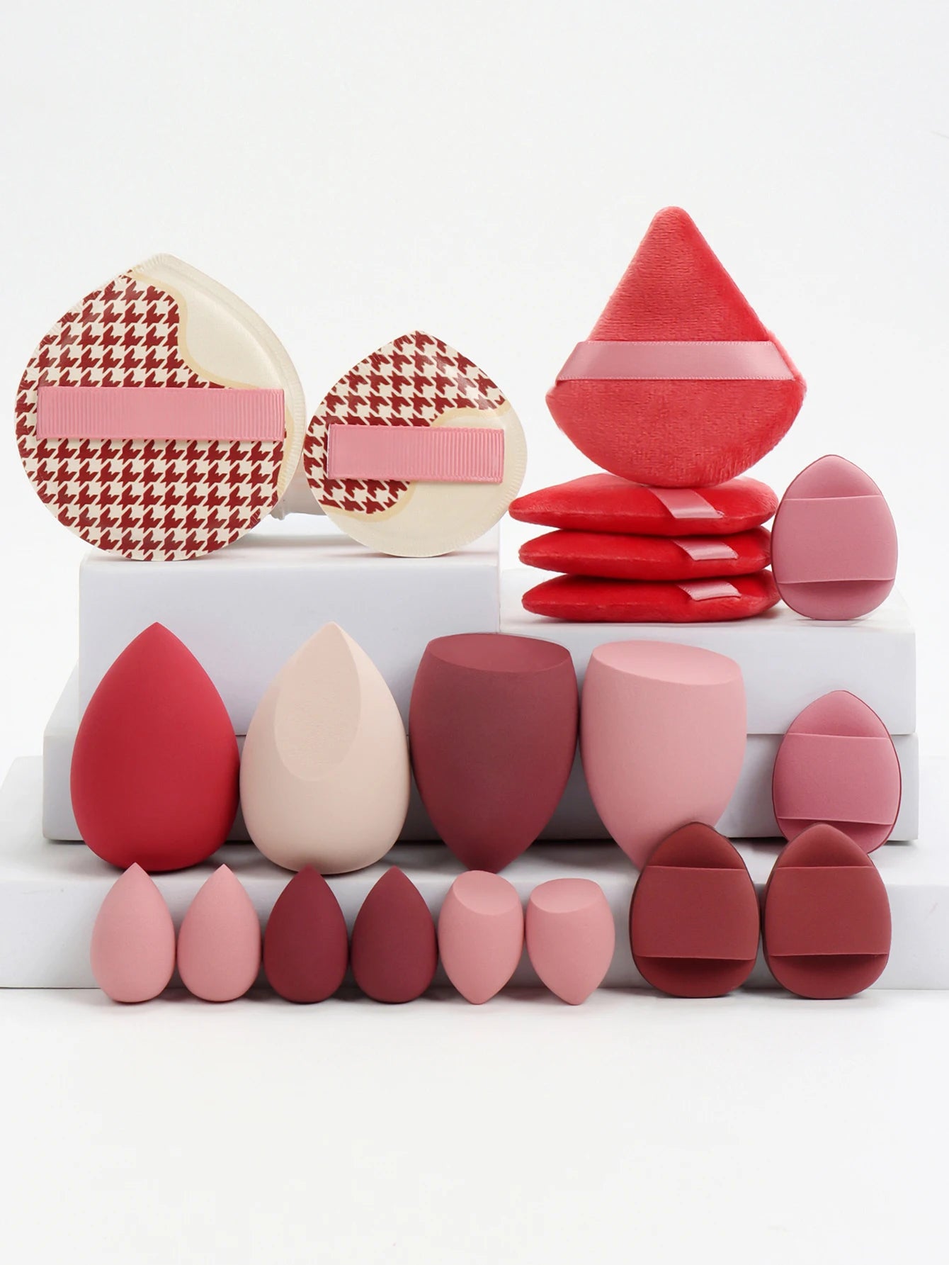 Pink Makeup Sponge & Puff Set (20pcs)