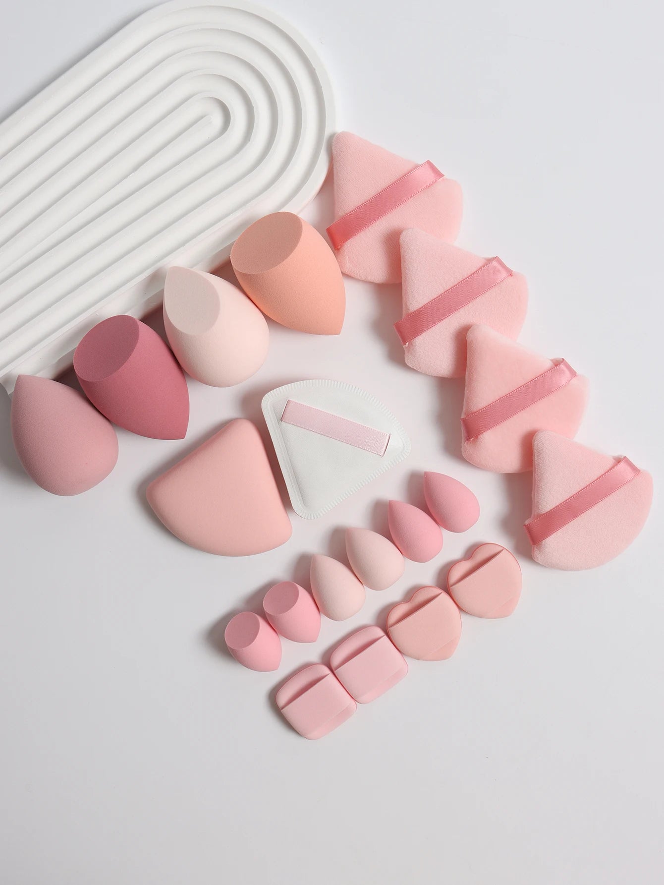 Pink Makeup Sponge & Puff Set (20pcs)