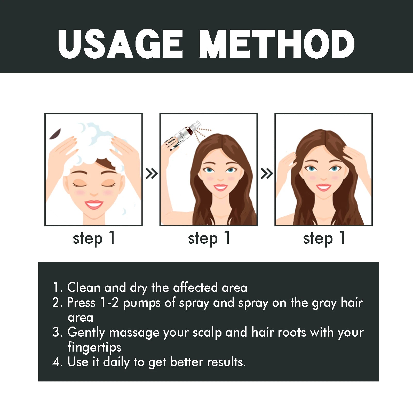 EELHOE Black Hair Dye Spray – Anti-Gray & Nourishing