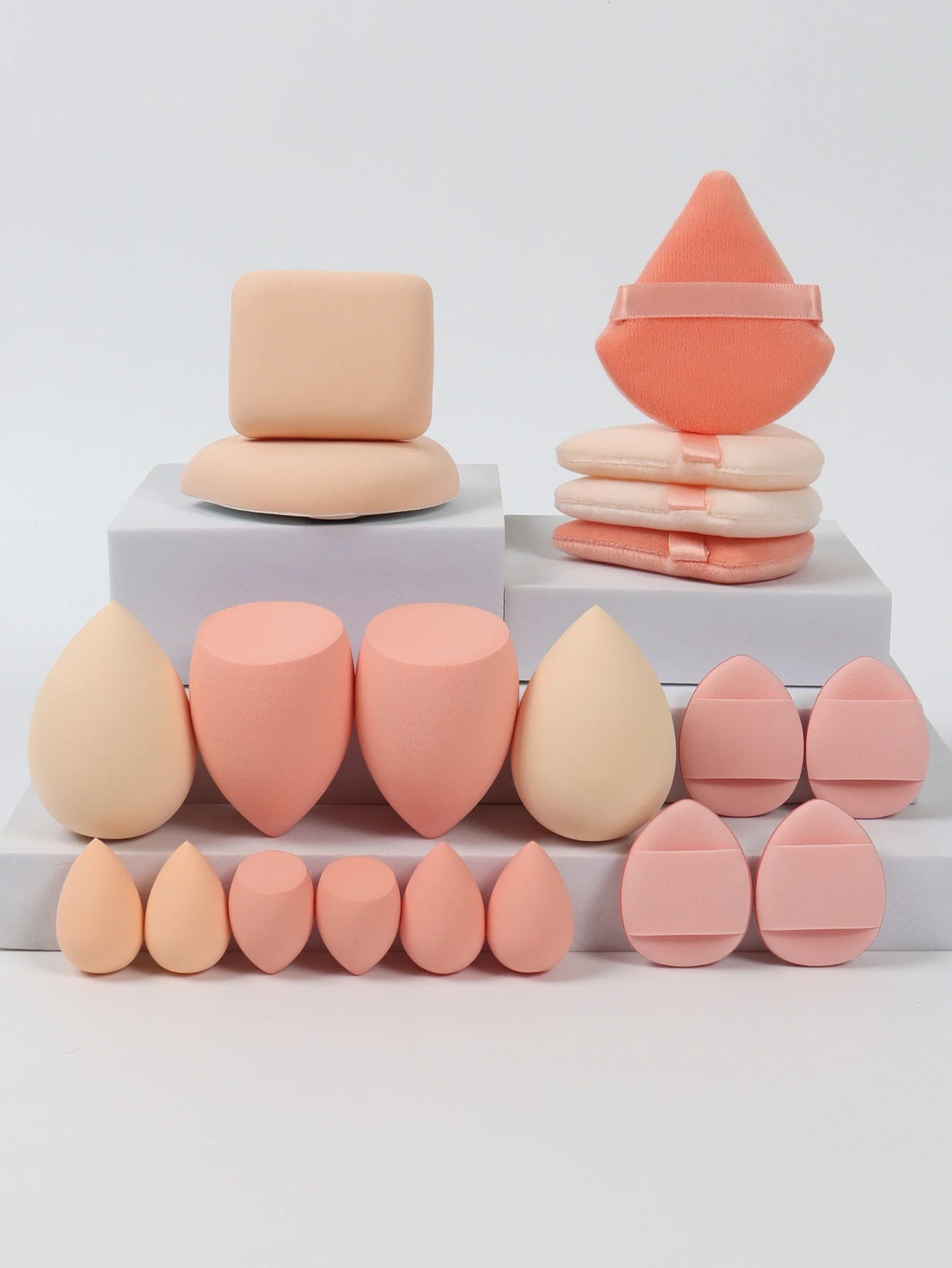 Pink Makeup Sponge & Puff Set (20pcs)