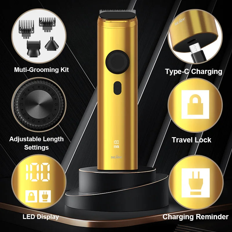 Sejoy Gold Cordless Hair Clippers & Beard Trimmer Kit