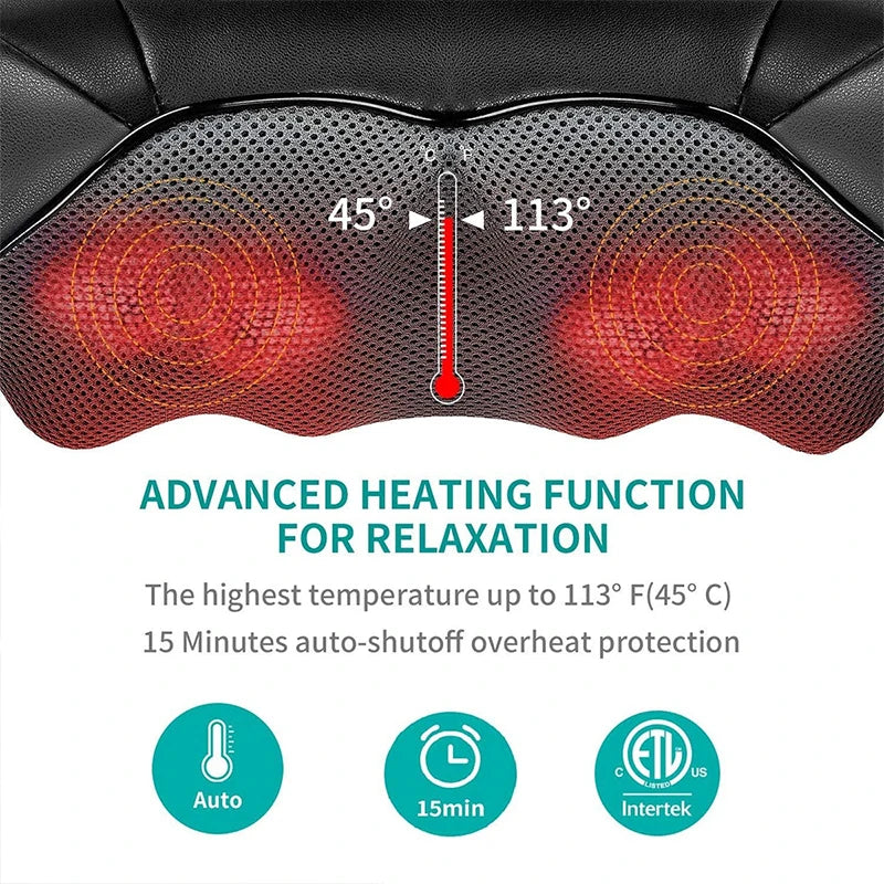 Shiatsu Heated Neck & Shoulder Massager – Deep Kneading