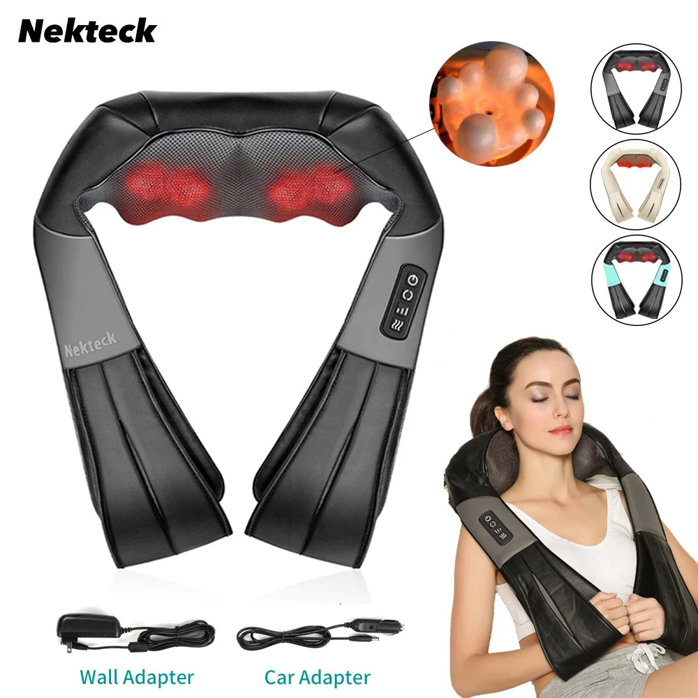 Shiatsu Heated Neck & Shoulder Massager – Deep Kneading