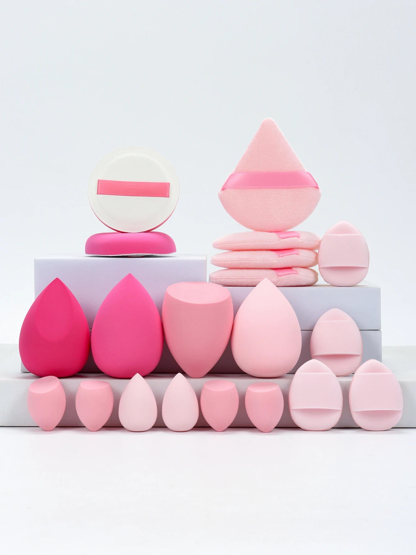 Pink Makeup Sponge & Puff Set (20pcs)