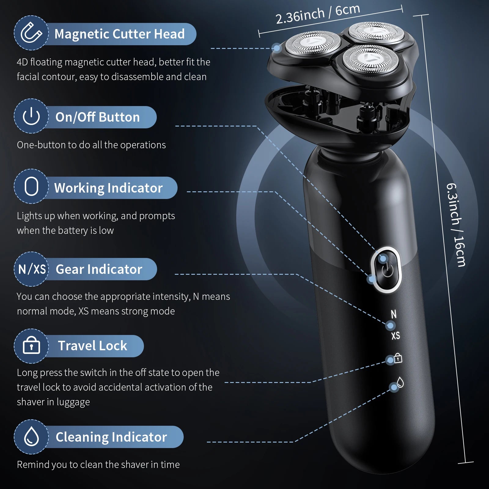 Electric Rotary Shaver for Men – Cordless & Rechargeable