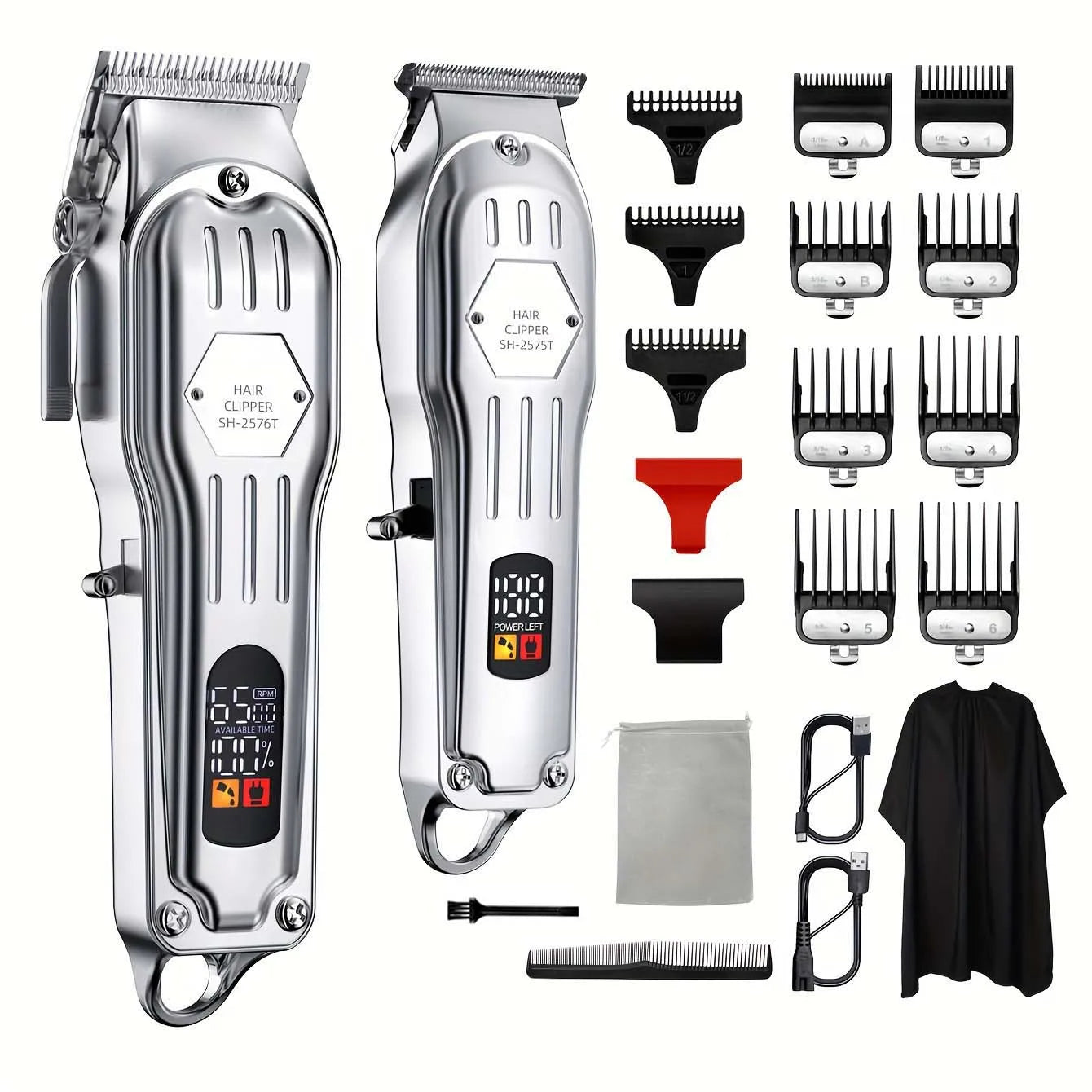 Professional Men's Hair Clippers & Beard Trimmer Kit