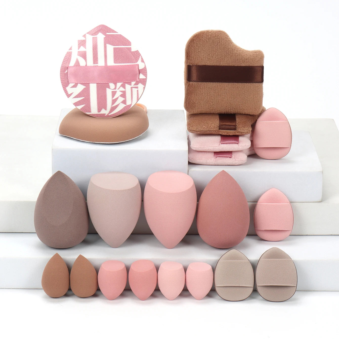 Pink Makeup Sponge & Puff Set (20pcs)