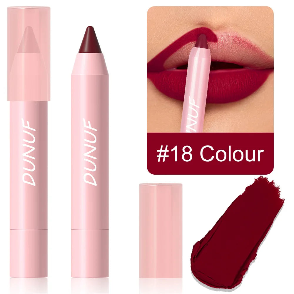 18-Color Waterproof Matte Lipstick Pencil