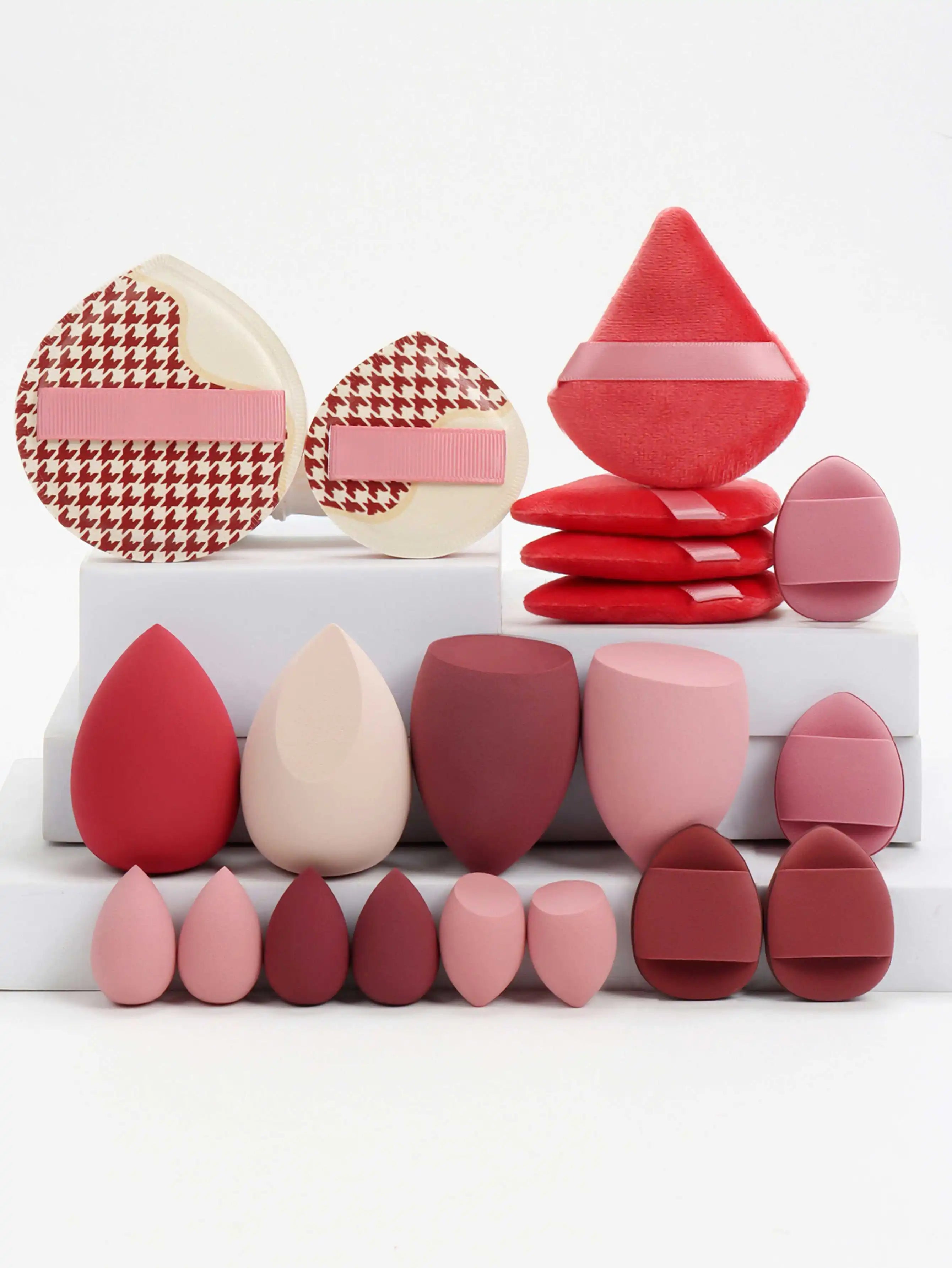 Pink Makeup Sponge & Puff Set (20pcs)