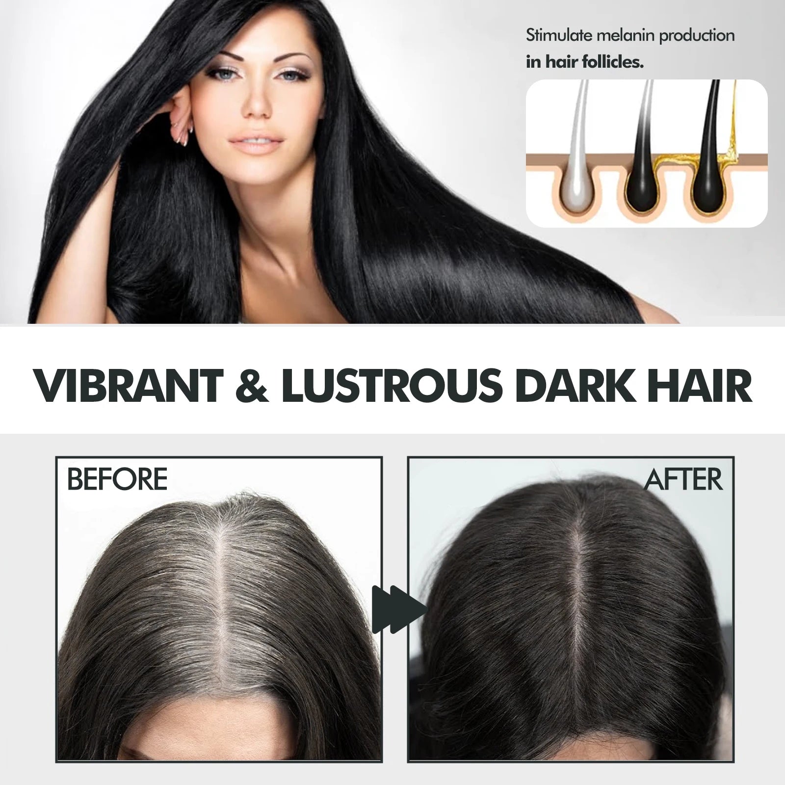 EELHOE Black Hair Dye Spray – Anti-Gray & Nourishing