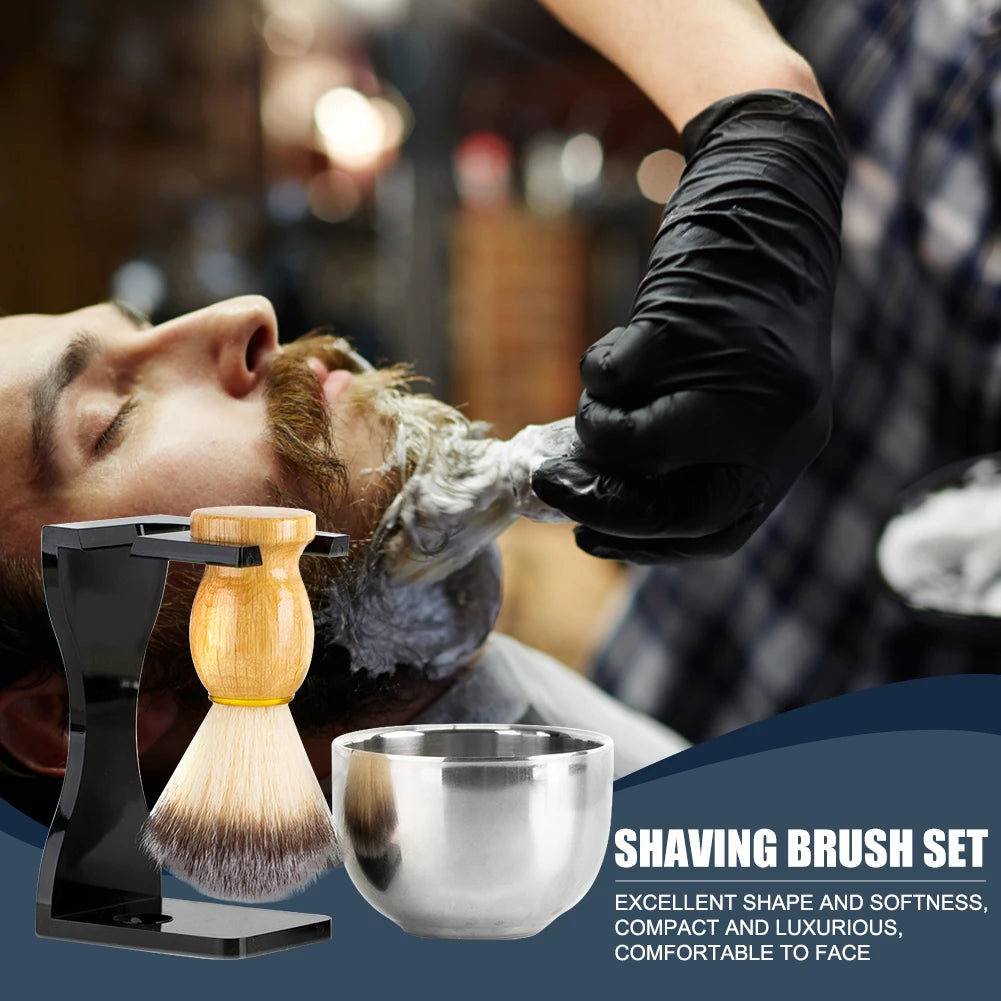 3-in-1 Men's Beard Cleaning Shaving Brush Kit