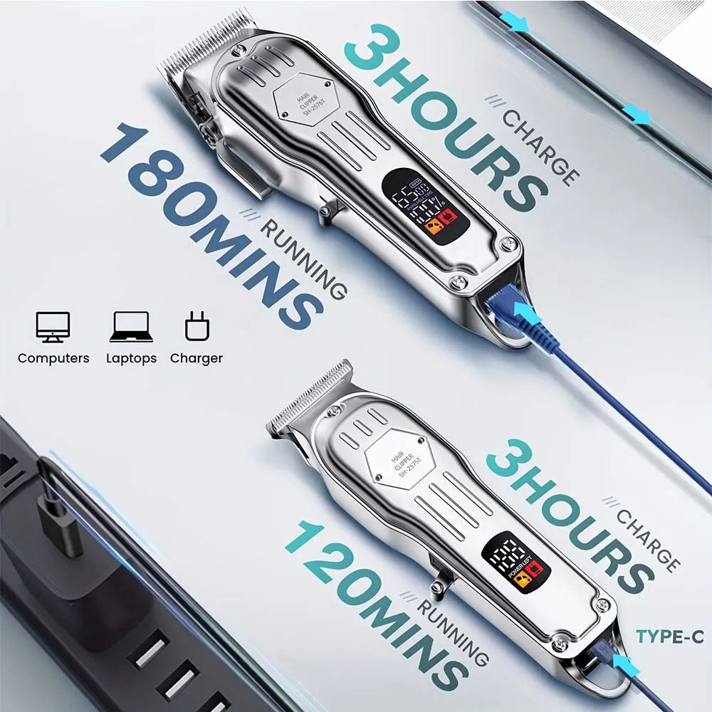 Professional Men's Hair Clippers & Beard Trimmer Kit