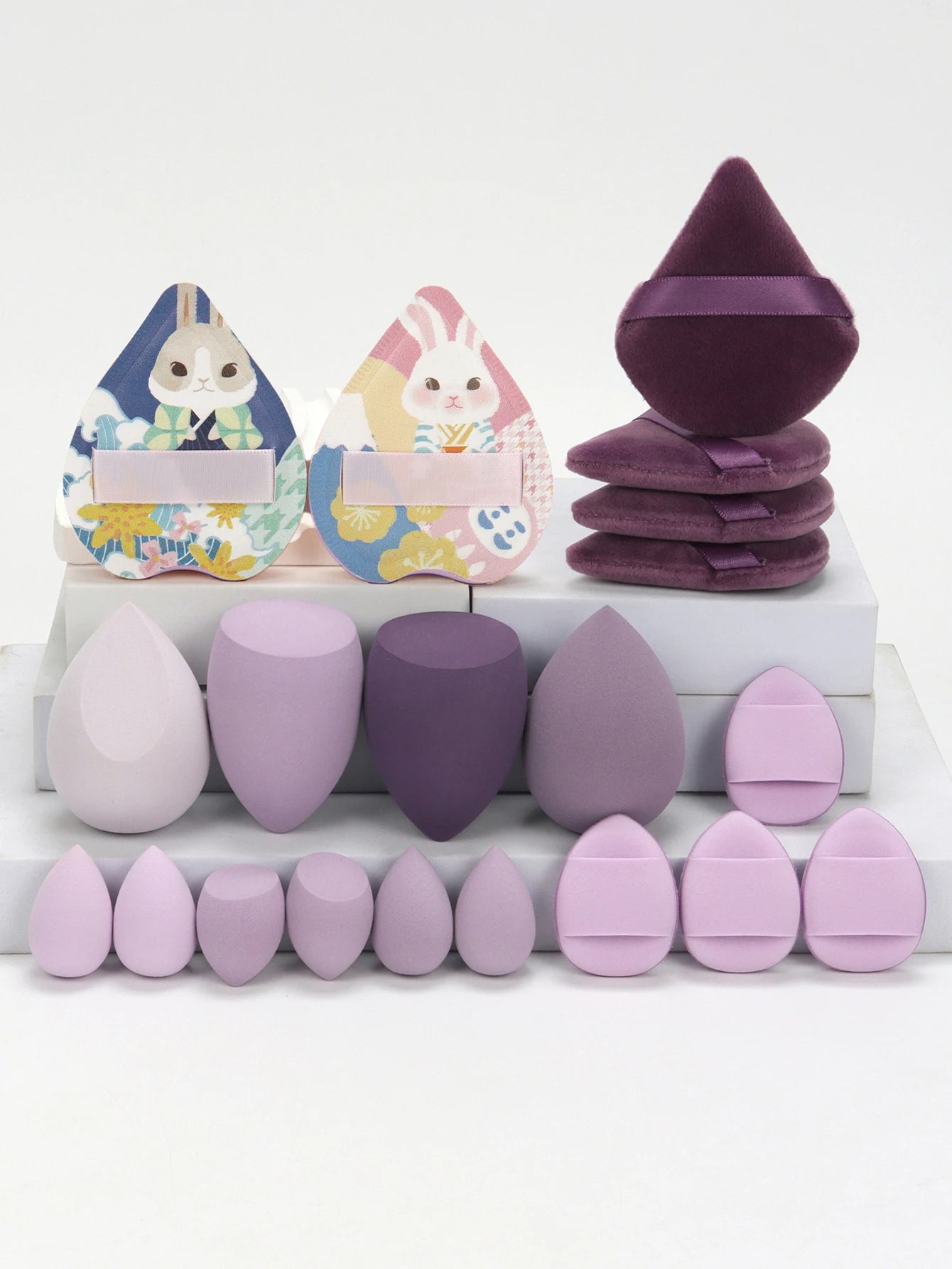 Pink Makeup Sponge & Puff Set (20pcs)