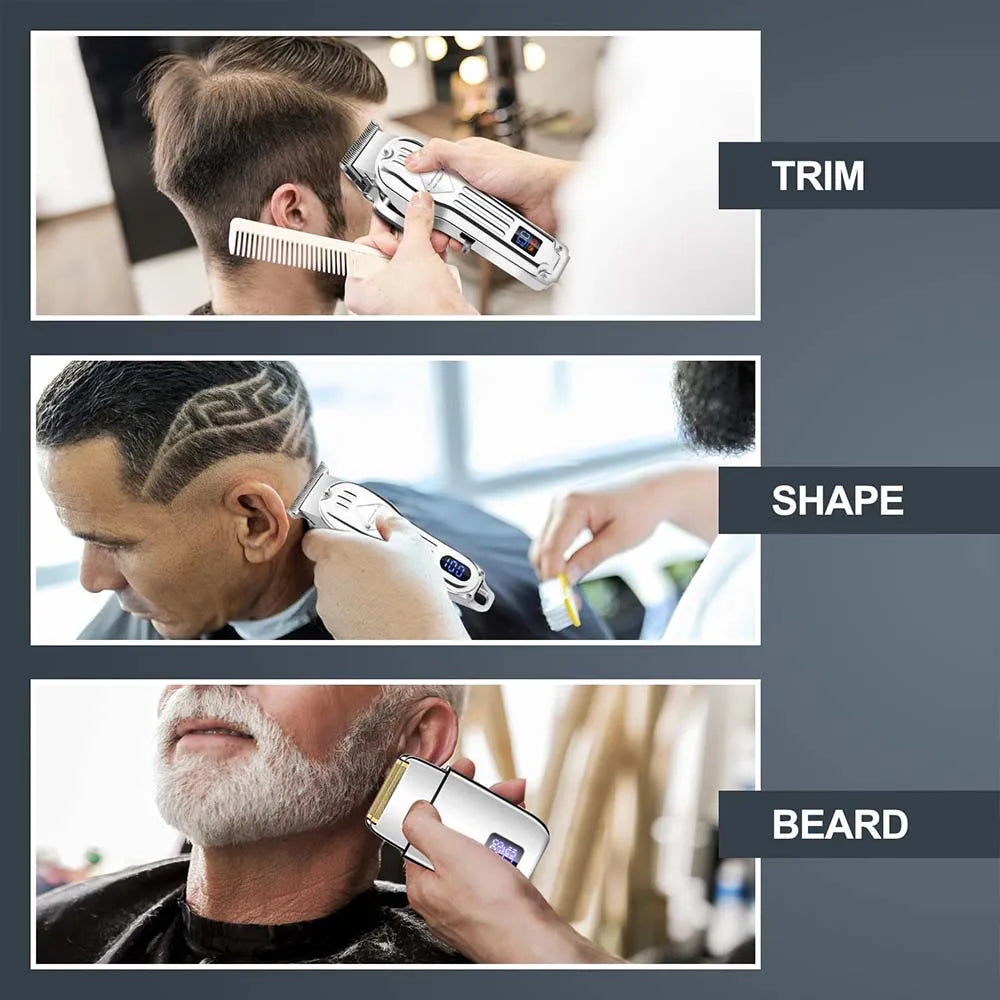 Professional Men's Hair Clippers & Beard Trimmer Kit