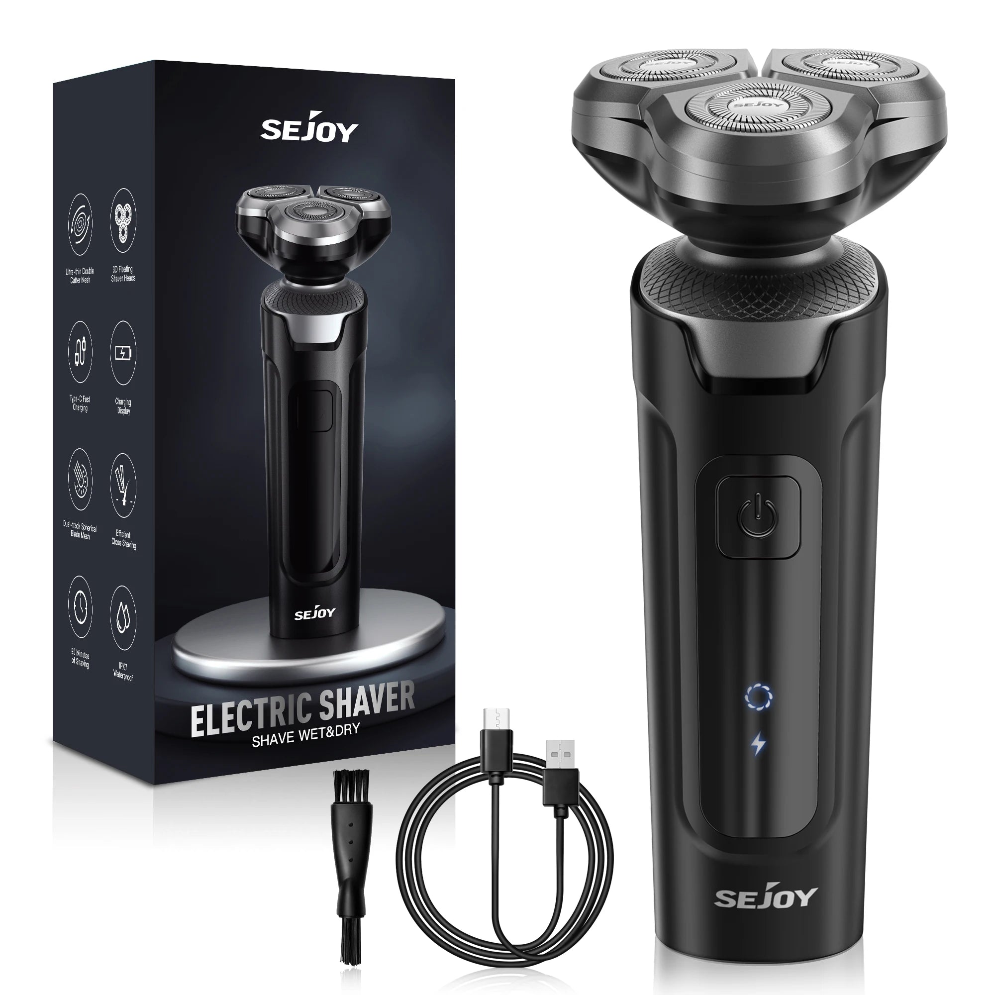 Sejoy 3D Floating Blade Rotary Shaver – USB Rechargeable