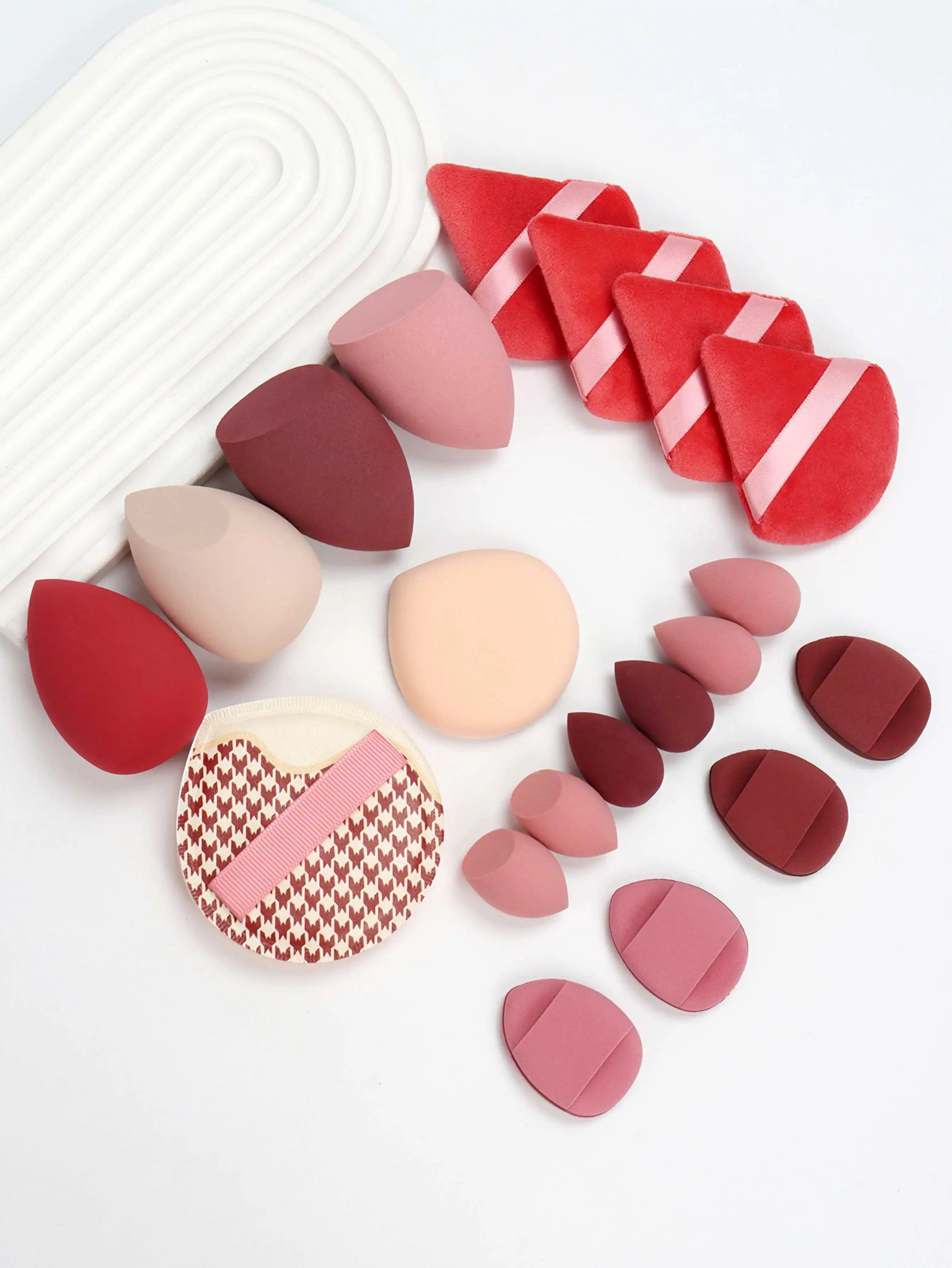 Pink Makeup Sponge & Puff Set (20pcs)