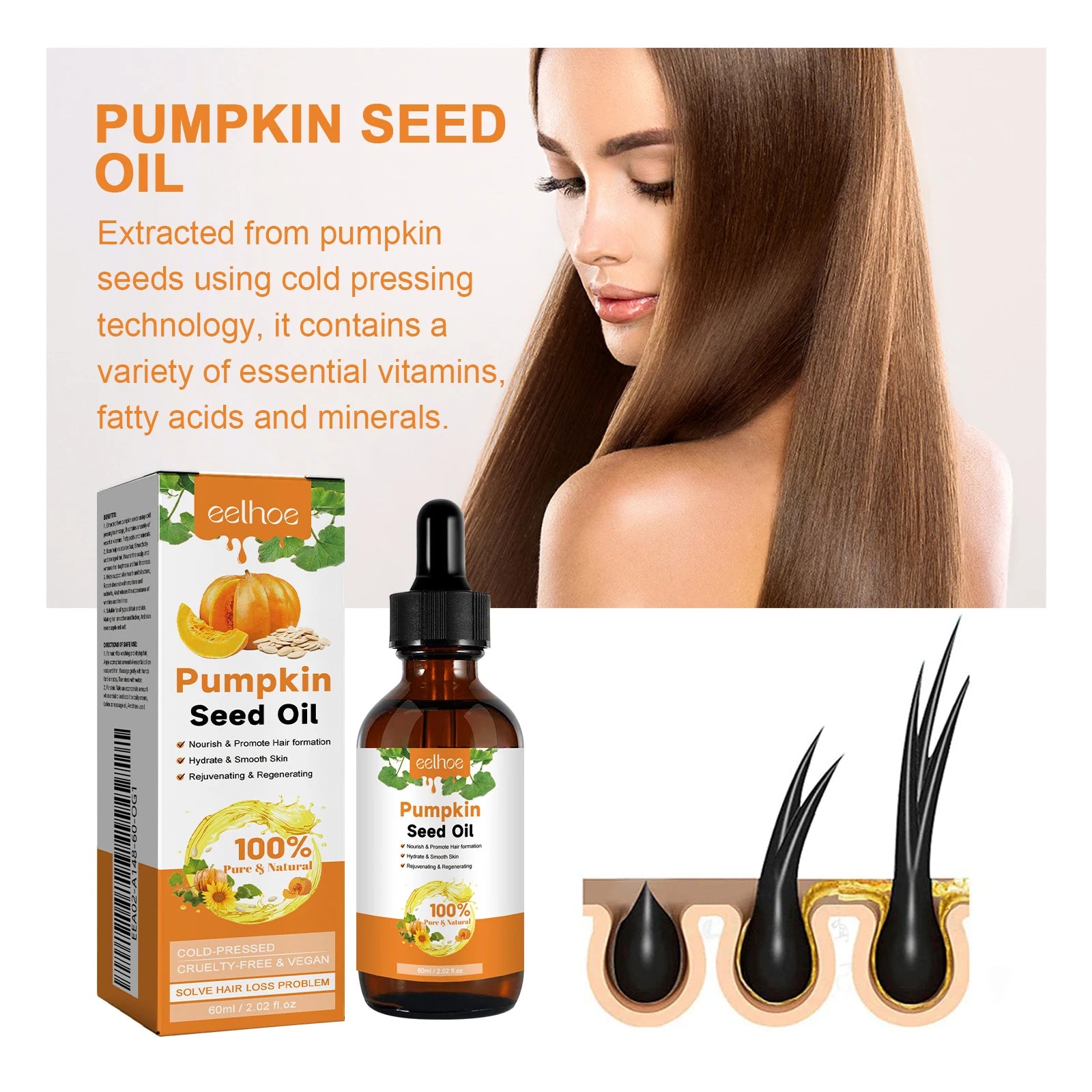 EELHOE Pumpkin Seed Hair Oil – 60ml Moisturizing & Repair