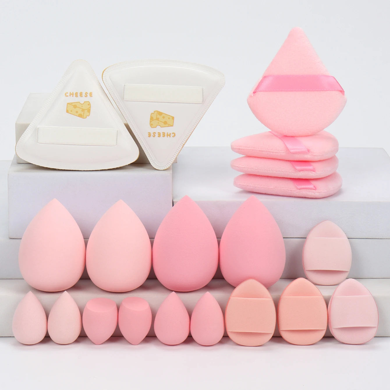 Pink Makeup Sponge & Puff Set (20pcs)