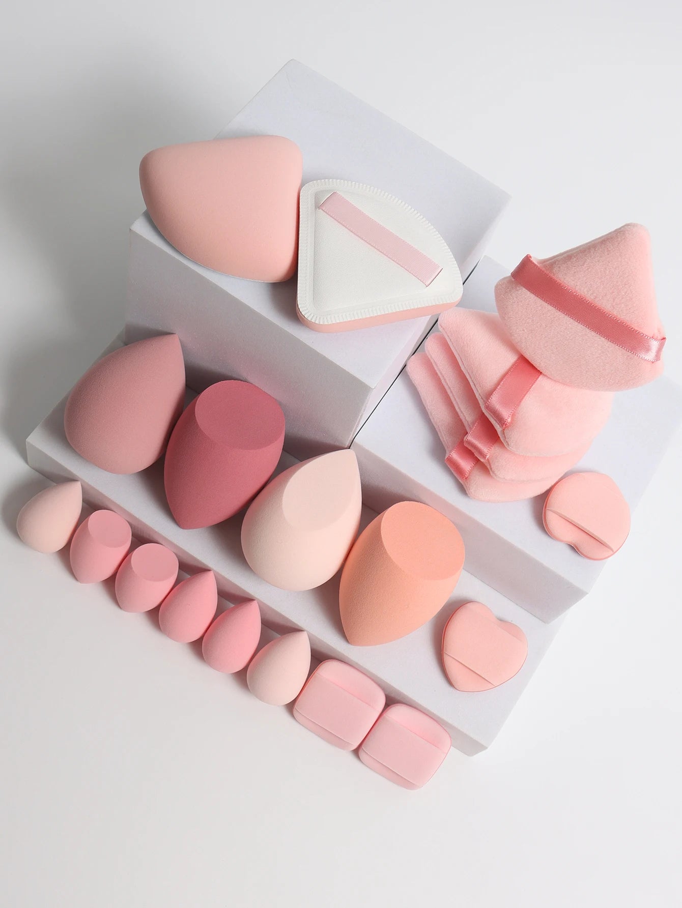 Pink Makeup Sponge & Puff Set (20pcs)