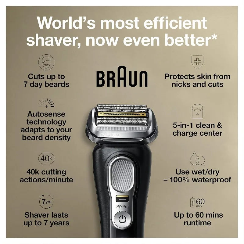 Braun Series 9 Pro Electric Foil Shaver – Wet & Dry Grooming Kit