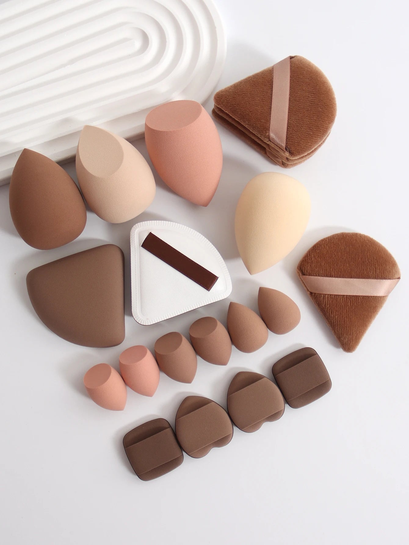 Pink Makeup Sponge & Puff Set (20pcs)