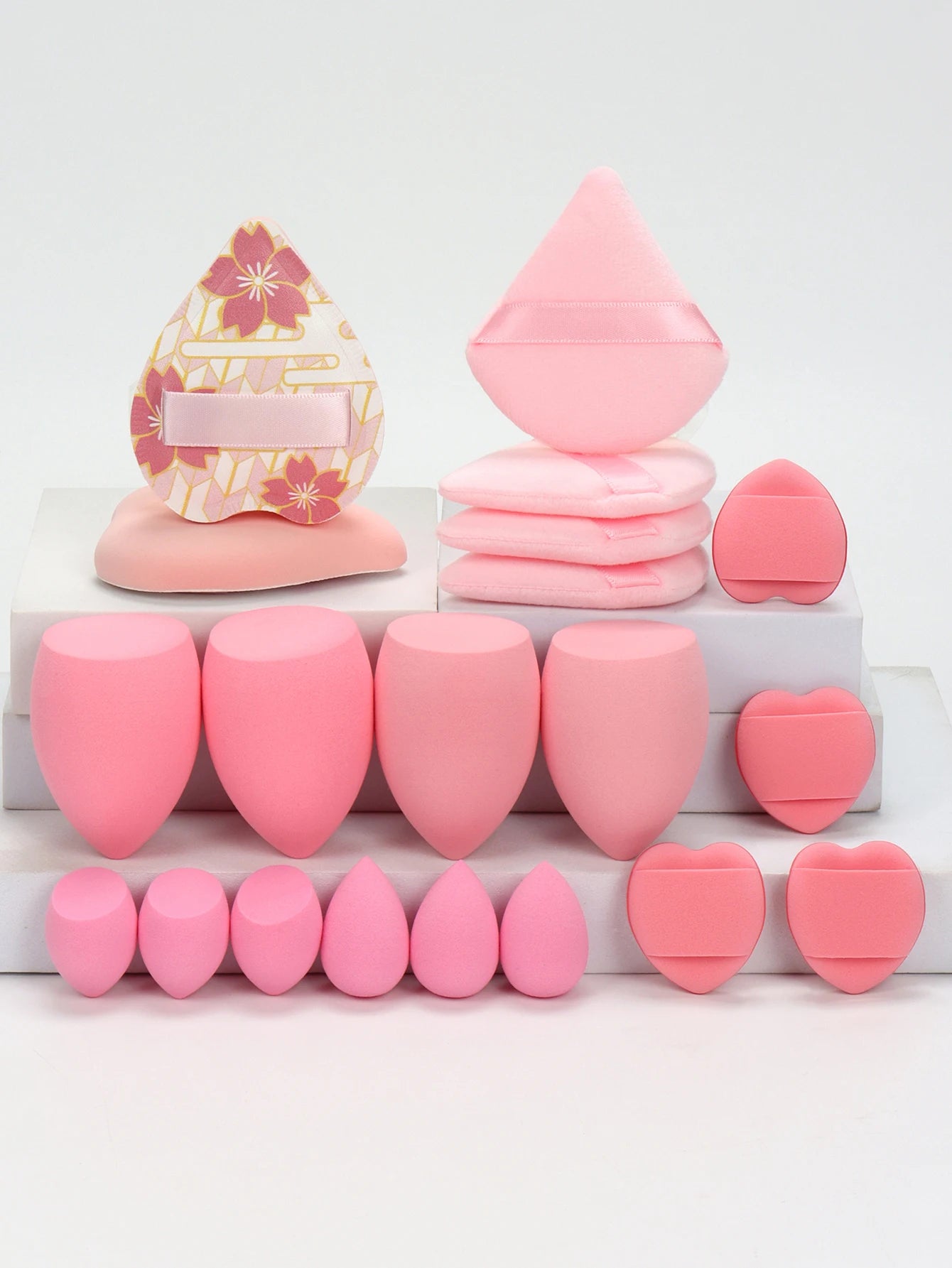 Pink Makeup Sponge & Puff Set (20pcs)