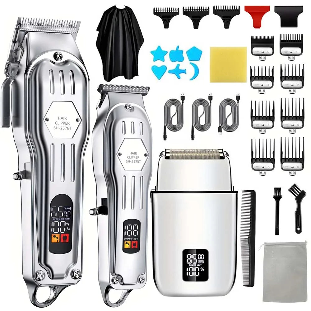 Professional Men's Hair Clippers & Beard Trimmer Kit