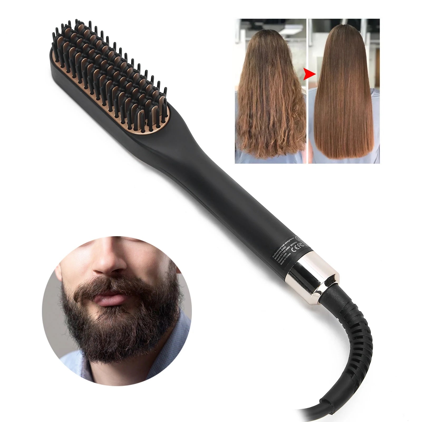 Electric Beard Straightener Brush for Men