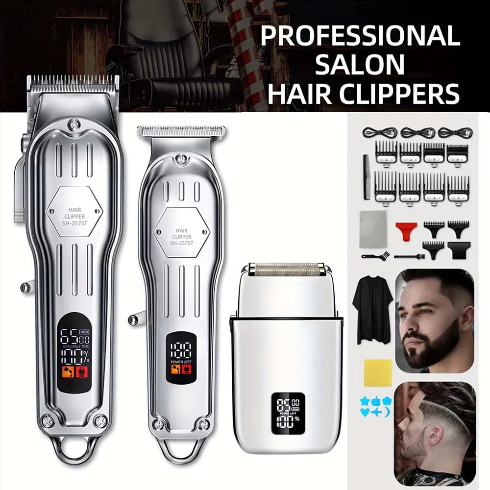 Professional Men's Hair Clippers & Beard Trimmer Kit