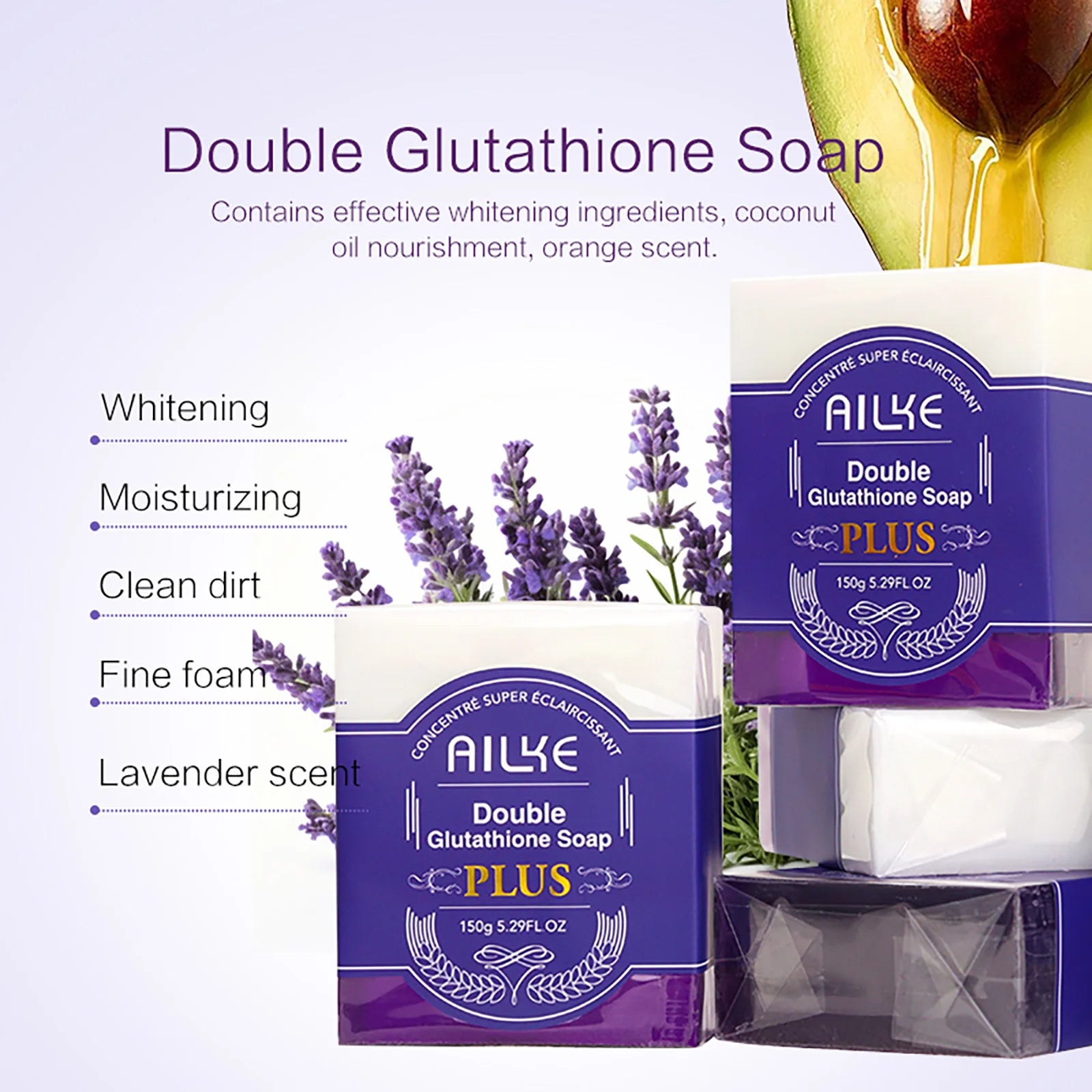 AILKE Lightening Soap Bar with Glutathione & Lavender