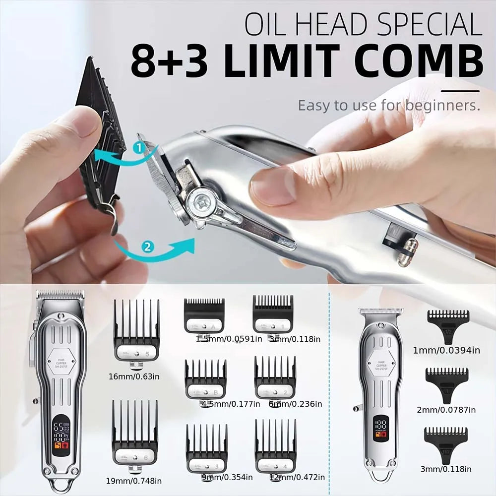 Professional Men's Hair Clippers & Beard Trimmer Kit