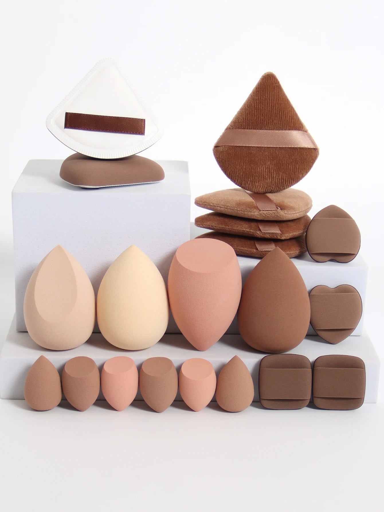 Pink Makeup Sponge & Puff Set (20pcs)