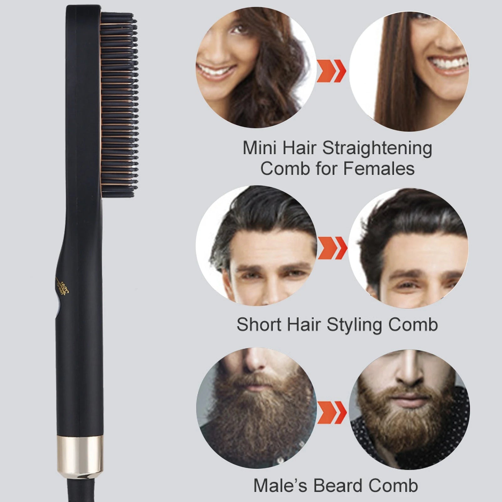 Electric Beard Straightener Brush for Men