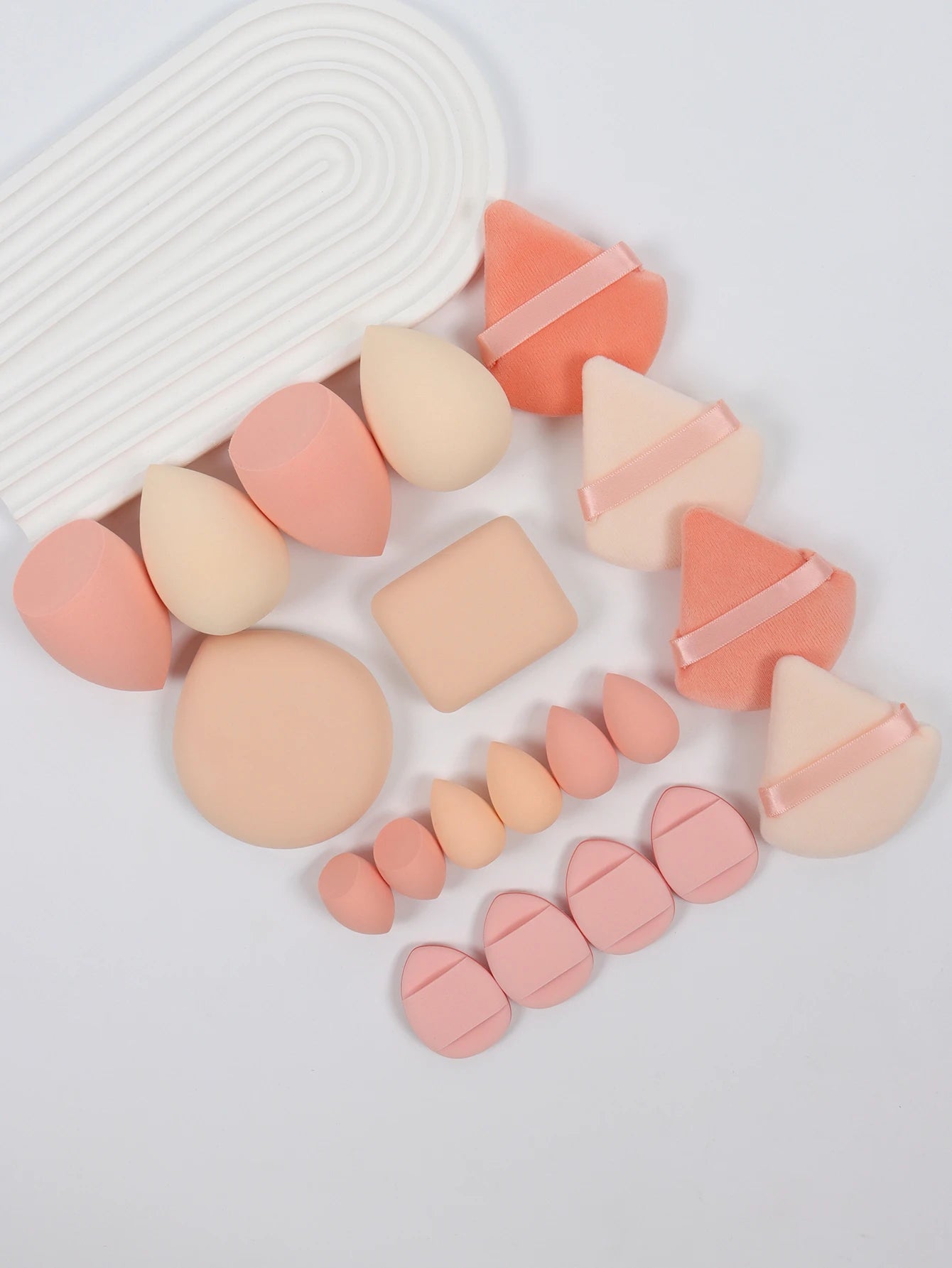 Pink Makeup Sponge & Puff Set (20pcs)