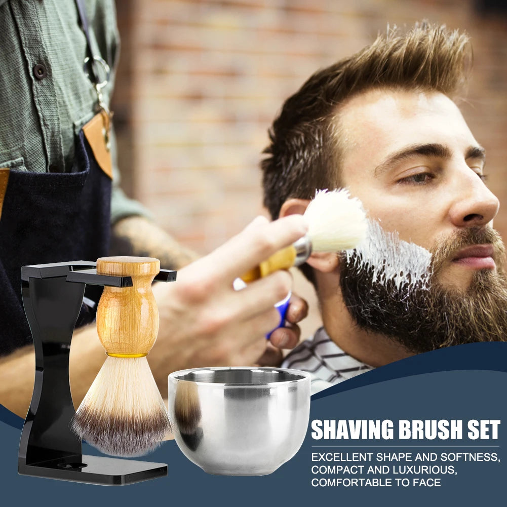 3-in-1 Men's Beard Cleaning Shaving Brush Kit