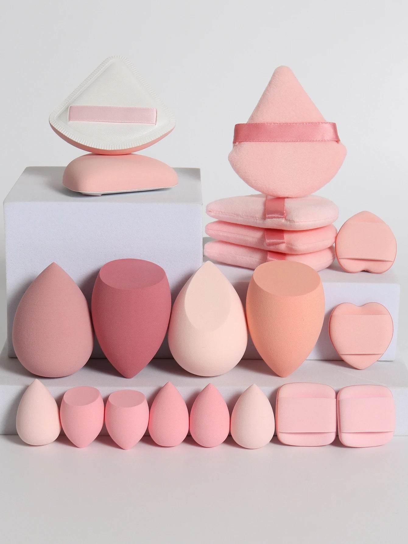 Pink Makeup Sponge & Puff Set (20pcs)
