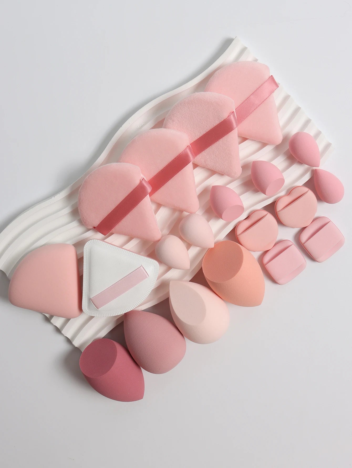 Pink Makeup Sponge & Puff Set (20pcs)