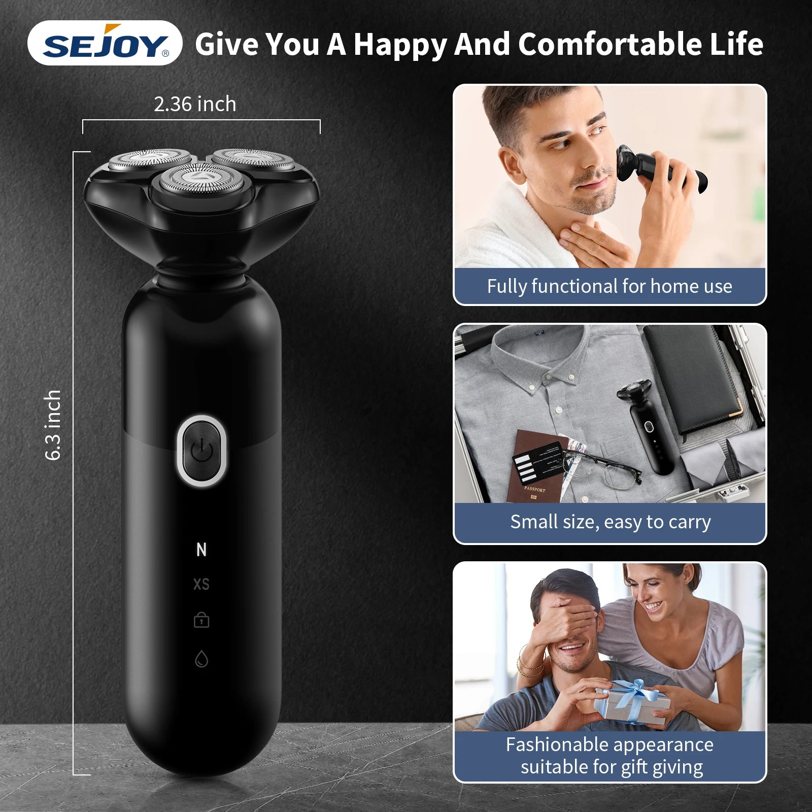 Electric Rotary Shaver for Men – Cordless & Rechargeable