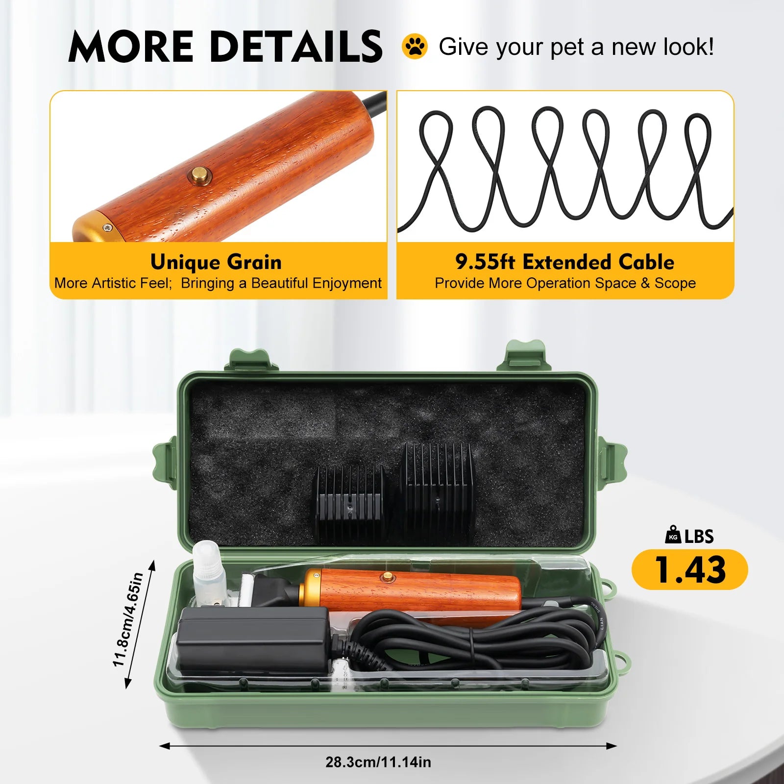 Portable Electric Pet Clipper Grooming Kit with Storage Box